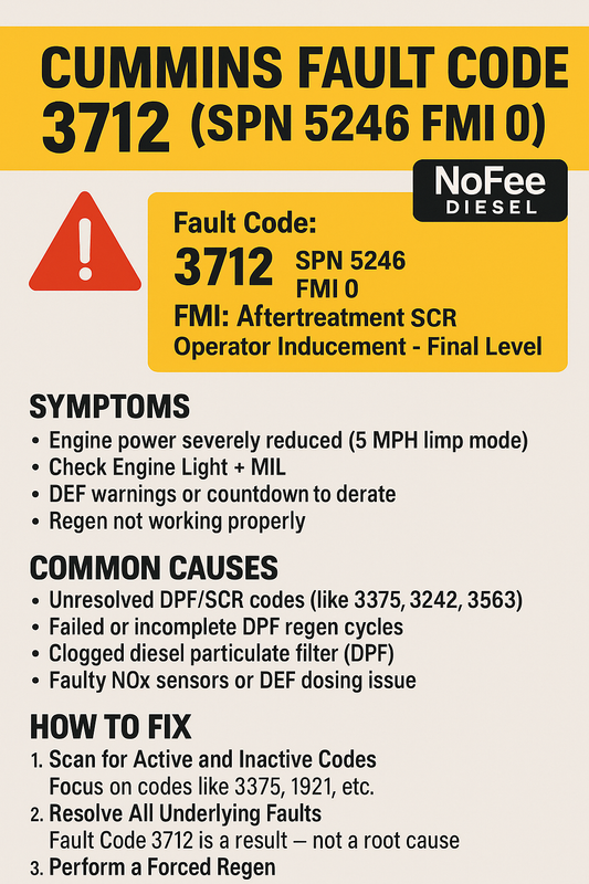 Cummins Fault Code 3712 – How to Clear SCR System Derate (SPN 5246 FMI 0)