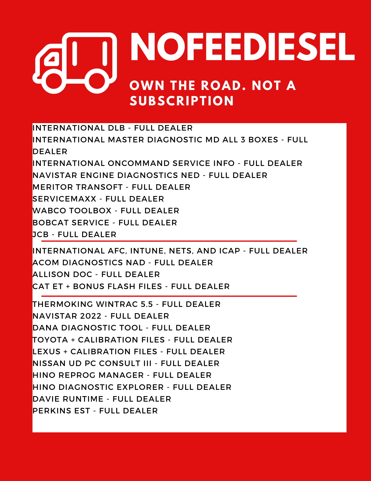 NoFeeDiesel software-only diesel diagnostic kit for forced regens, tuning, and engine diagnostics